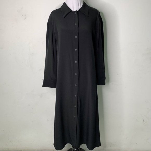 Armani Collezioni Women's Black Long Sleeve Button Down Maxi Dress Size 12 - Picture 1 of 16